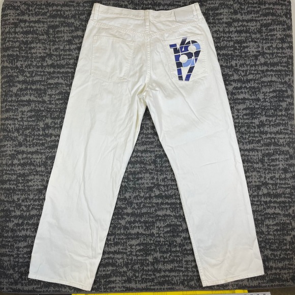 Sean John Other - Y2K Sean John Jeans Mens 36 White Baggy Wide Leg 1969 Graphic Back Pocket Denim
